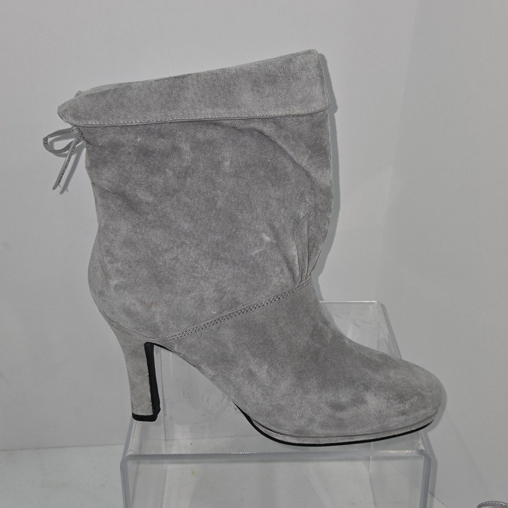 Worthington Gray Suede Leather Slouchy Mid-Calf Stiletto Boots Size 8.5M 19963-8